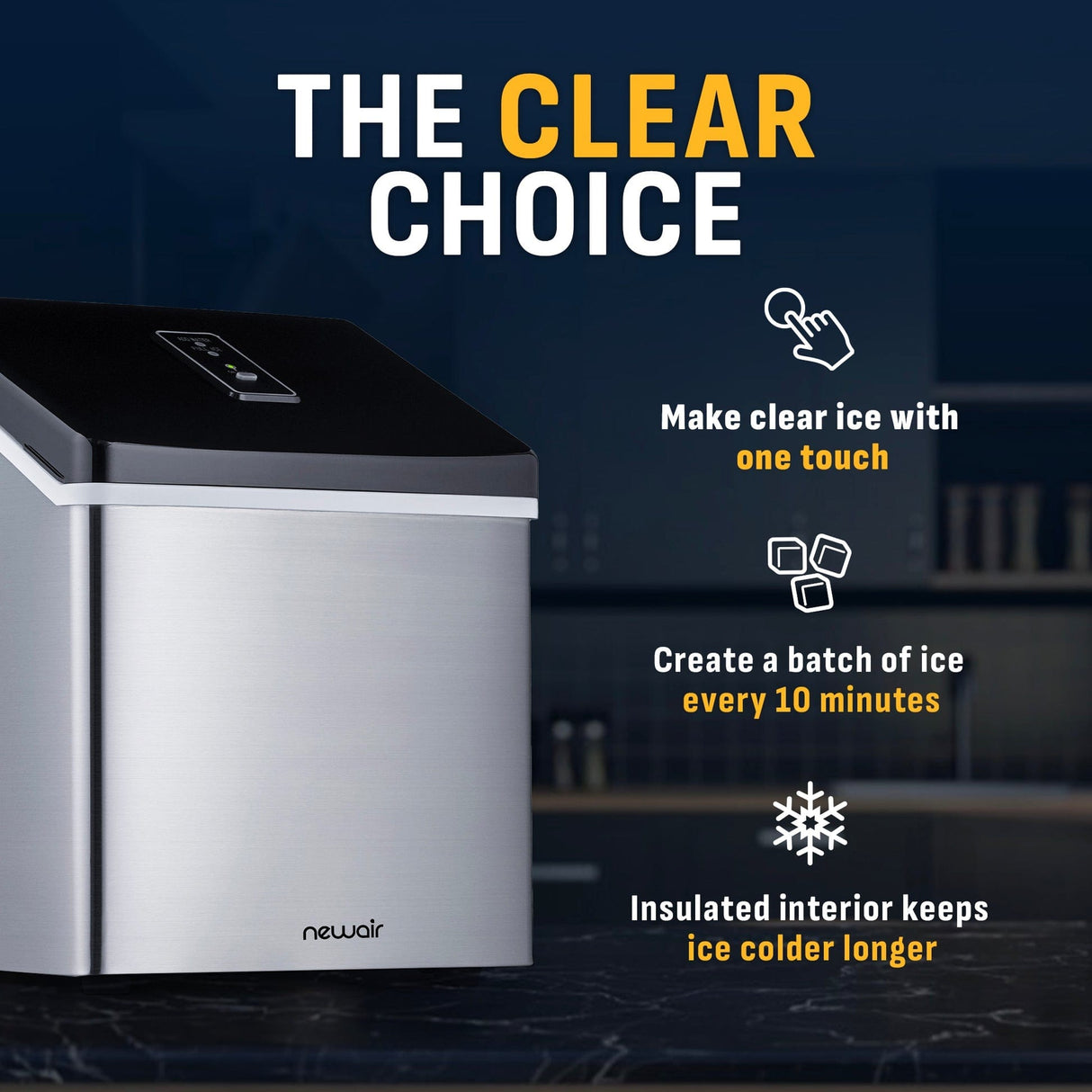 NewAir Luma 40 lb. Countertop Clear Ice Maker ClearIce40 Ice Makers ClearIce40 Wine Coolers Empire