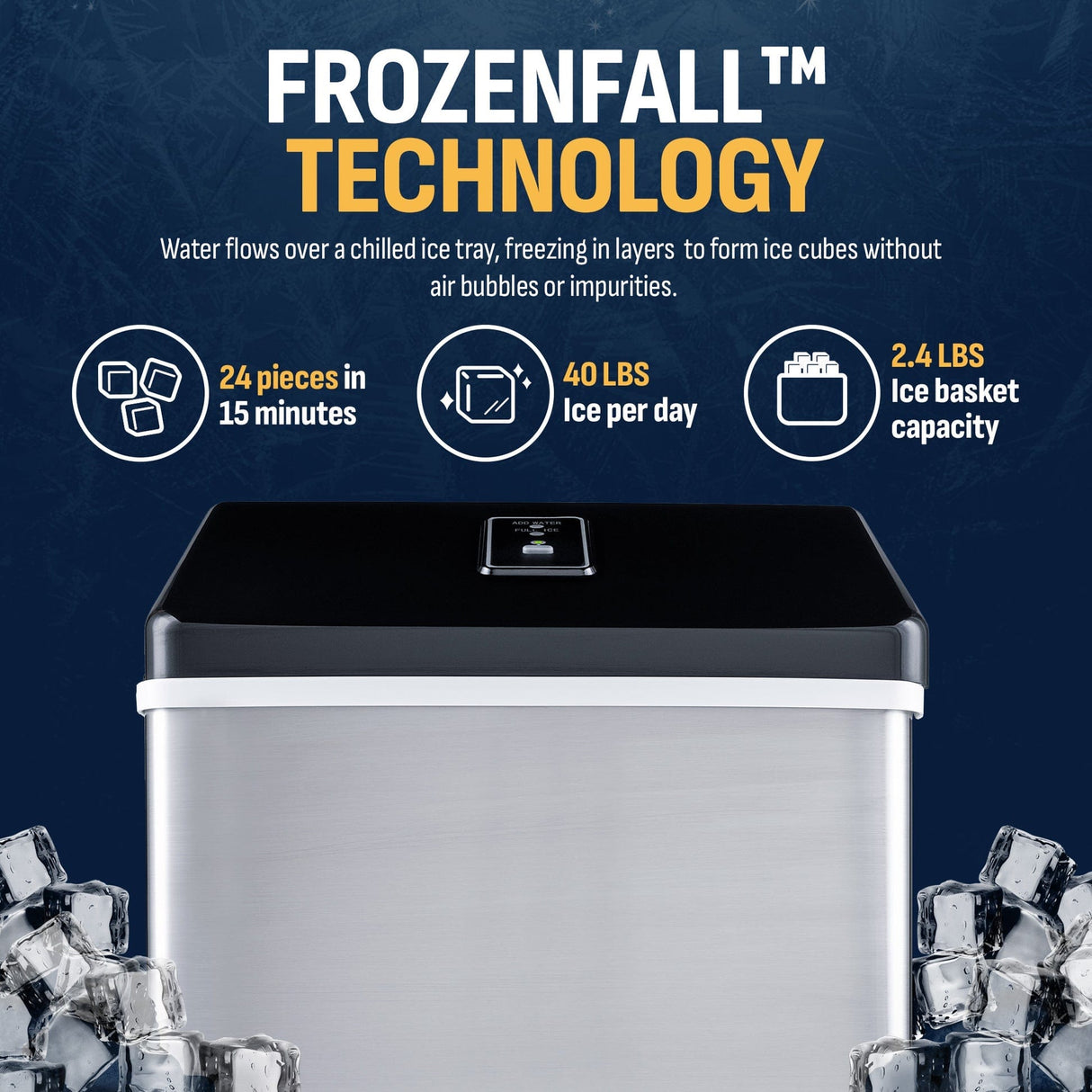 NewAir Luma 40 lb. Countertop Clear Ice Maker ClearIce40 Ice Makers ClearIce40 Wine Coolers Empire