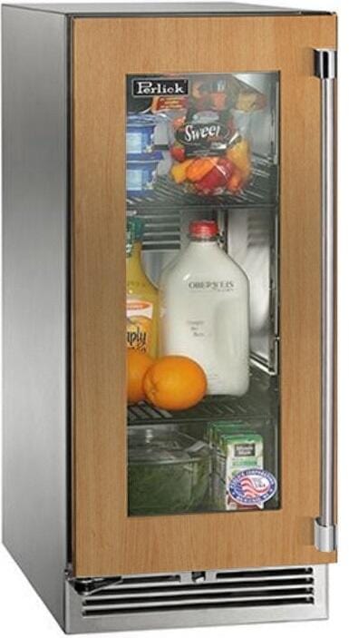 Perlick 15" Signature Series Outdoor Built-In Counter Depth Compact Refrigerator with 2.8 cu. ft. Capacity, with Glass Door in Panel Ready  (HP15RM-4-4) Wine Coolers Empire