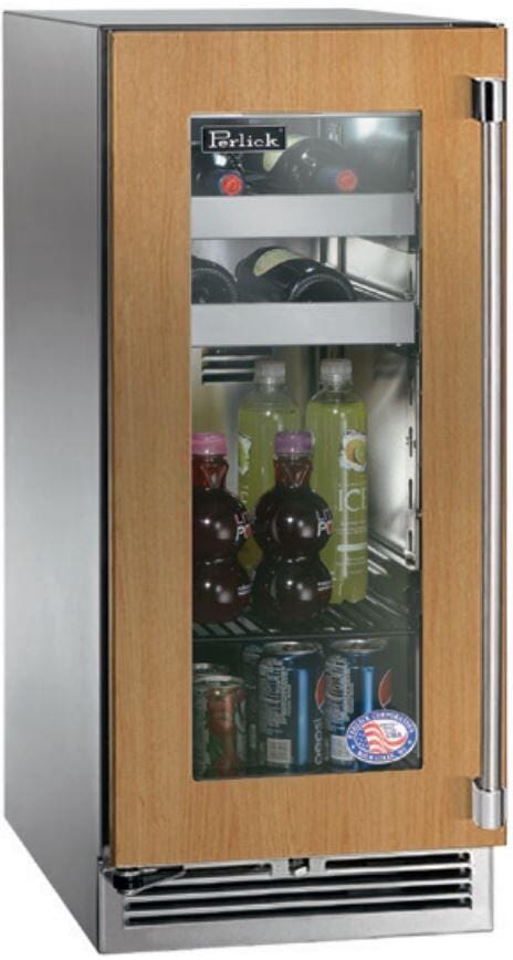 Perlick 15" Signature Series Outdoor Built-In Glass Door Beverage Center with 2.8 cu. ft. Capacity in Panel Ready (HP15BM-4-4) Wine Coolers Empire