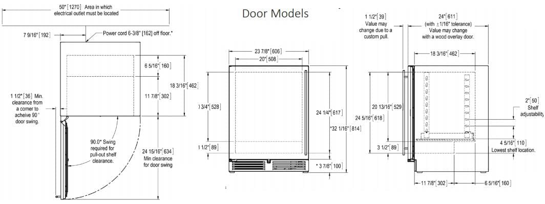 Perlick 24 Inch Built-In Compact Freezer Specs Sheet