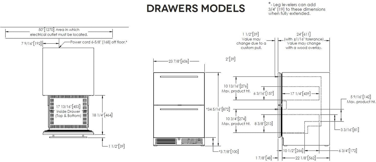 Perlick 24 inch C Series 5.2 cu.ft. Drawer Refrigerator HC24RO-4-6 Refrigerators Wine Coolers Empire