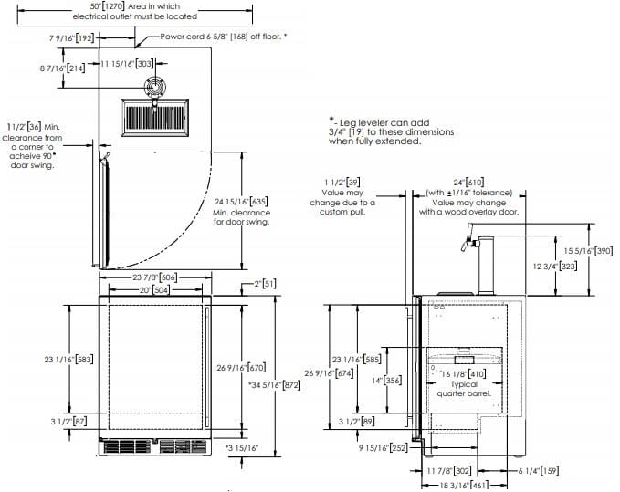 Perlick 24-Inch C-Series Outdoor Beer Dispenser HC24TO-4-1-2 Kegerators Wine Coolers Empire