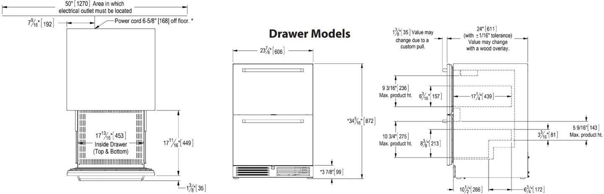 Perlick 24 inch Signature Series 5.2 cu ft Drawer Refrigerator HP24RO-4-5 Refrigerators Wine Coolers Empire