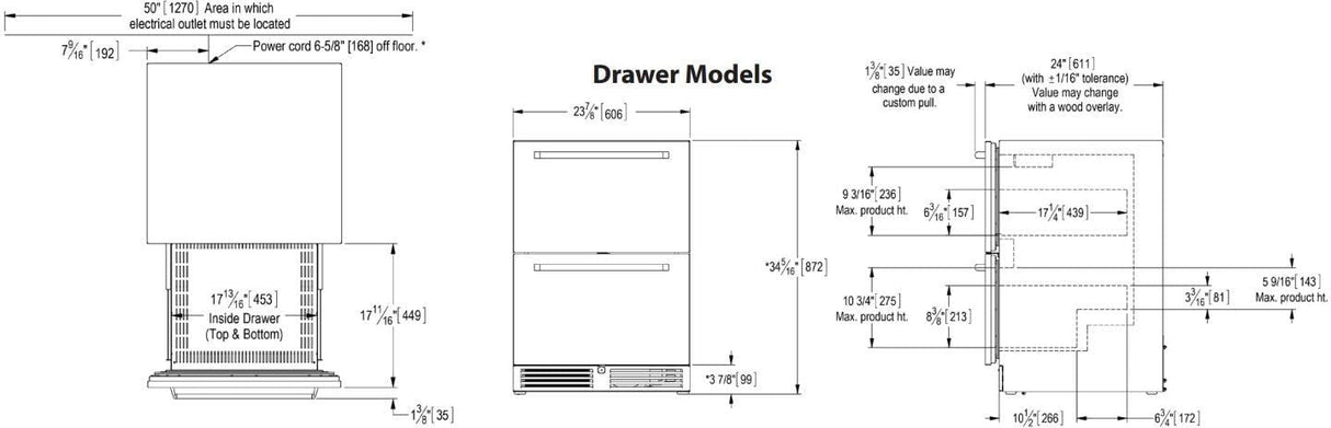 Perlick 24 inch Signature Series 5.2 cu ft Drawer Refrigerator HP24RS-4-5 Refrigerators Wine Coolers Empire