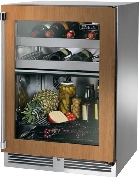 Perlick 24" Signature Series Outdoor Built-In Glass Door Beverage Center with 5 cu. ft. Capacity  Dual Zone in Panel Ready HP24CM-4-4 Beverage Centers HP24CM-4-4R Wine Coolers Empire