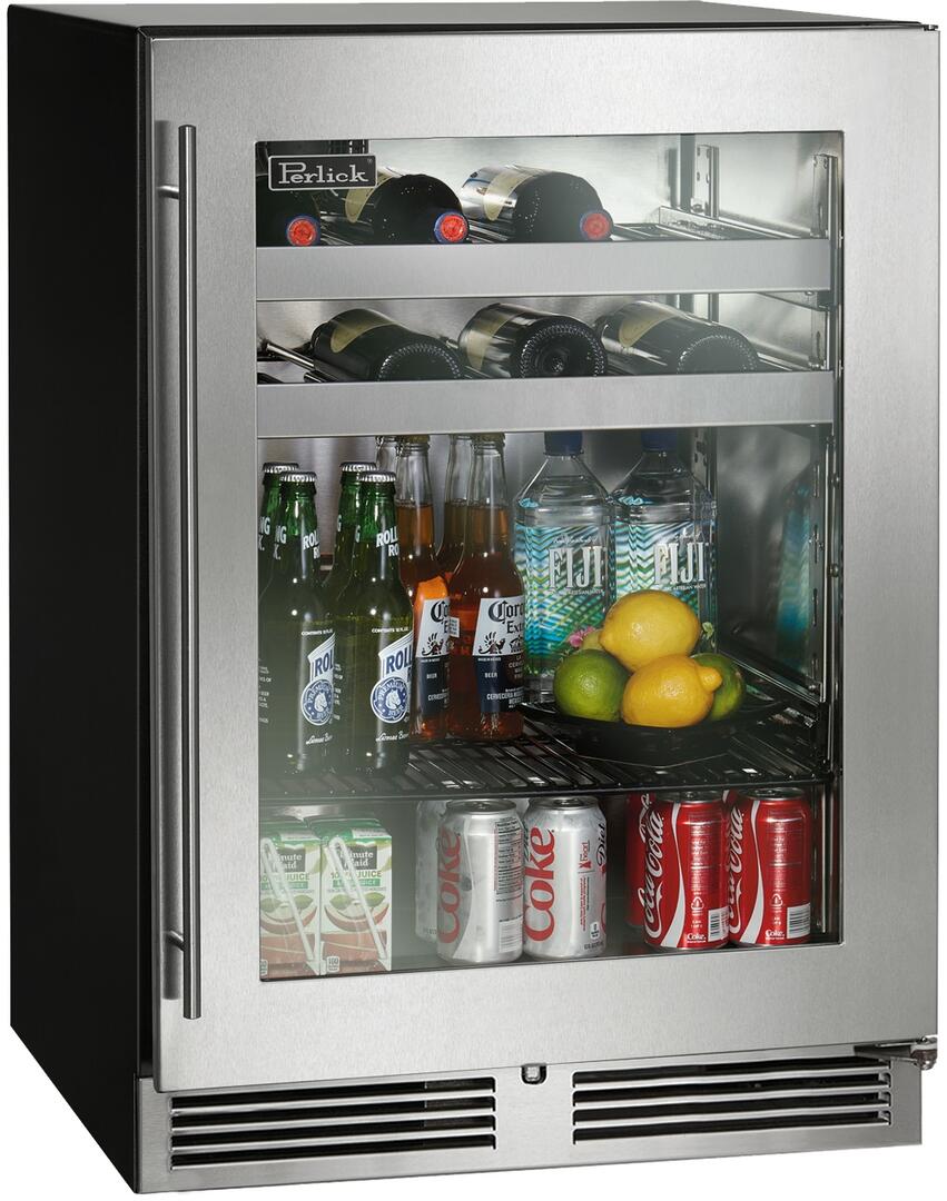 Perlick C Series 24-Inch Built-In Beverage Center with 5.2 cu. ft. Capacity in Stainless Steel with Glass Door (HC24BB-4-3L & HC24BB-4-3R) Wine Coolers Empire