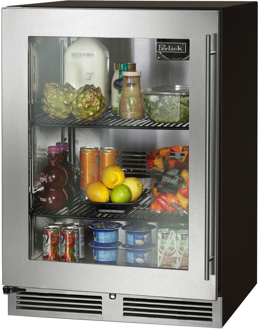 Perlick C Series 24-Inch Built-In Counter Depth Compact Refrigerator with 5.2 cu. ft. Capacity in Stainless Steel with Glass Door (HC24RB-4-3L & HC24RB-4-3R) Wine Coolers Empire