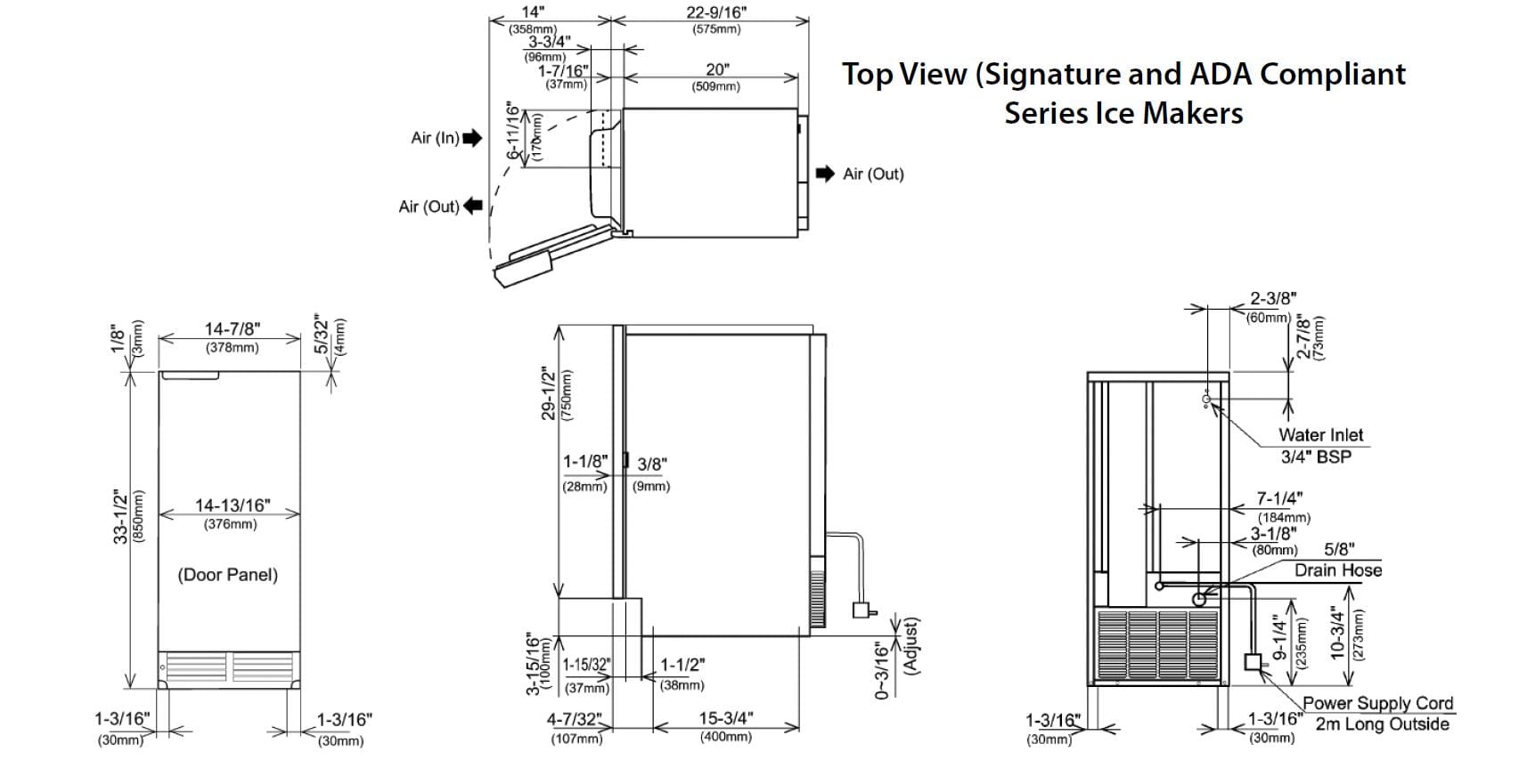 Perlick Series 15-Inch Outdoor Built-In Ice Maker, 55 lbs. Daily Ice Production, in Stainless Steel (H50IMS-L & H50IMS-R) Wine Coolers Empire