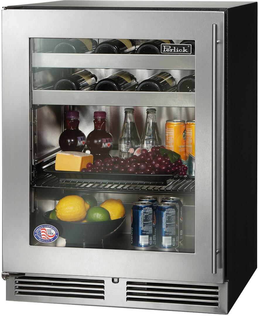 Perlick Series 24-Inch Built-In Beverage Center with 4.8 cu. ft. Capacity in Stainless Steel with Glass Door (HA24BB-4-3L & HA24BB-4-3R) Wine Coolers Empire