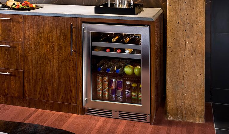 Perlick Series 24-Inch Built-In Beverage Center with 4.8 cu. ft. Capacity in Stainless Steel with Glass Door (HA24BB-4-3L & HA24BB-4-3R) Wine Coolers Empire