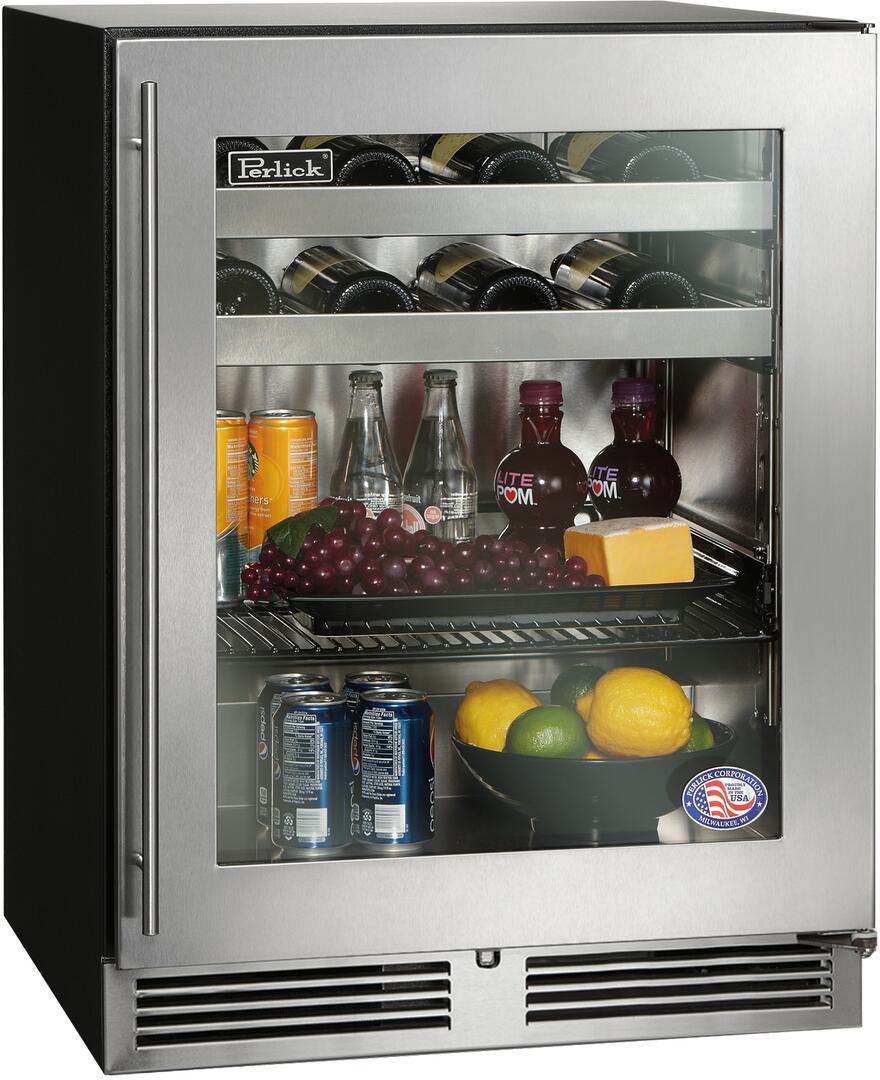 Perlick Series 24-Inch Built-In Beverage Center with 4.8 cu. ft. Capacity in Stainless Steel with Glass Door (HA24BB-4-3L & HA24BB-4-3R) Wine Coolers Empire