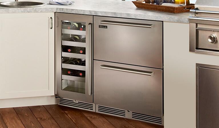 Perlick Signature Series 15-Inch Outdoor Built-In Single Zone Wine Cooler with 20 Bottle Capacity in Stainless Steel with Glass Door (HP15WO-4-3L & HP15WO-4-3R) Wine Coolers Empire