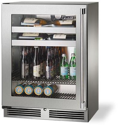 Perlick Signature Series 24-Inch 3.1 cu. ft. Capacity Built-In Glass Door Beverage Center with 3.1 cu. ft. Capacity in Stainless Steel with Glass Door (HH24BS-4-3L & HH24BS-4-3R ) Wine Coolers Empire