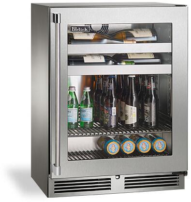 Perlick Signature Series 24-Inch 3.1 cu. ft. Capacity Built-In Glass Door Beverage Center with 3.1 cu. ft. Capacity in Stainless Steel with Glass Door (HH24BS-4-3L & HH24BS-4-3R ) Wine Coolers Empire