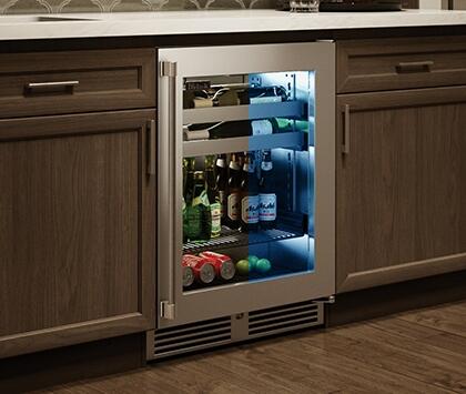 Perlick Signature Series 24-Inch 5.2 cu. ft. Capacity Built-In Glass Door Beverage Center with 5.2 cu. ft. Capacity in Stainless Steel with Glass Door (HP24BS-4-3L & HP24BS-4-3R) Wine Coolers Empire