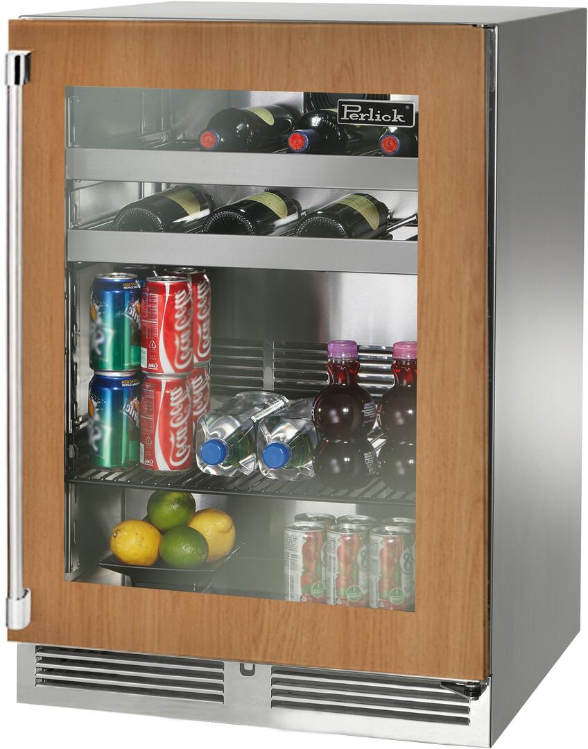 Perlick Signature Series 24-Inch 5.2 cu. ft. Capacity Built-In Glass Door Beverage Center with 5.2 cu. ft. Capacity, Panel Ready with Glass Door (HP24BS-4-4L & HP24BS-4-4R) Wine Coolers Empire