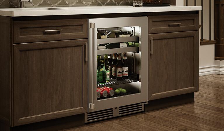 Perlick Signature Series 24-Inch Outdoor 5.2 cu. ft. Capacity Built-In Glass Door Beverage Center with 5.2 cu. ft. Capacity in Stainless Steel with Glass Door (HP24BO-4-3L & HP24BO-4-3R) Wine Coolers Empire