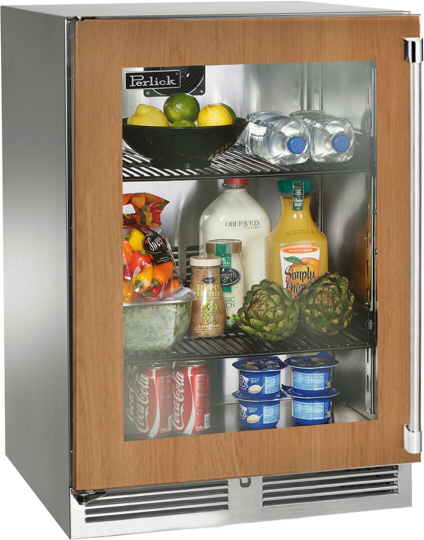 Perlick Signature Series 24-Inch Outdoor Built-In Counter Depth Compact Refrigerator with 5.2 cu. ft. Capacity, Panel Ready and Glass Door (HP24RO-4-4L & HP24RO-4-4R) Wine Coolers Empire