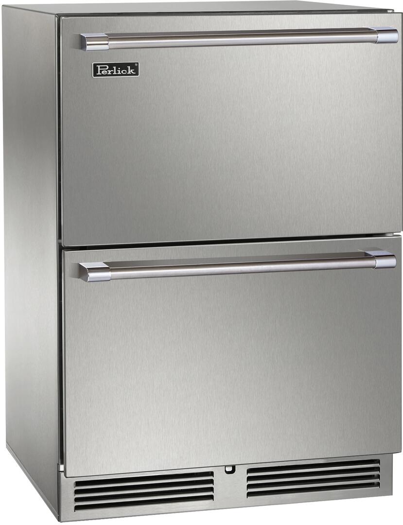 Perlick Signature Series 24-Inch Outdoor Built-In Counter Depth Drawer Refrigerator with 5.2 cu. ft. Capacity in Stainless Steel (HP24RO-4-5) Wine Coolers Empire