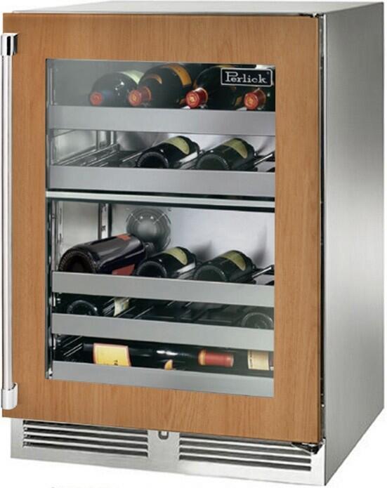 Perlick Signature Series 24-Inch Outdoor Built-In Dual Zone Wine Cooler with 32 Bottle Capacity, Panel Ready with Glass Door (HP24DO-4-4L & HP24DO-4-4R) Wine Coolers Empire