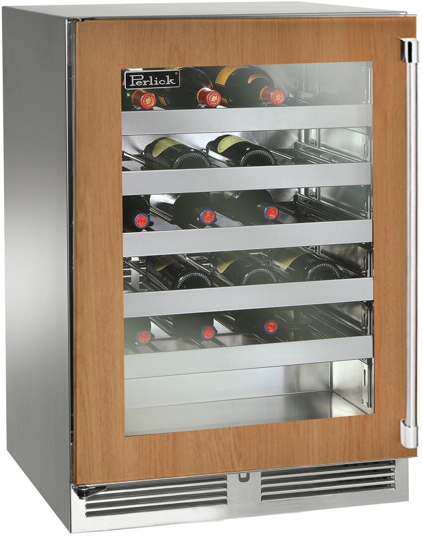 Perlick Signature Series 24-Inch Outdoor Built-In Single Zone Wine Cooler with 45 Bottle Capacity, Panel Ready with Glass Door (HP24WO-4-4L & HP24WO-4-4R) Wine Coolers Empire