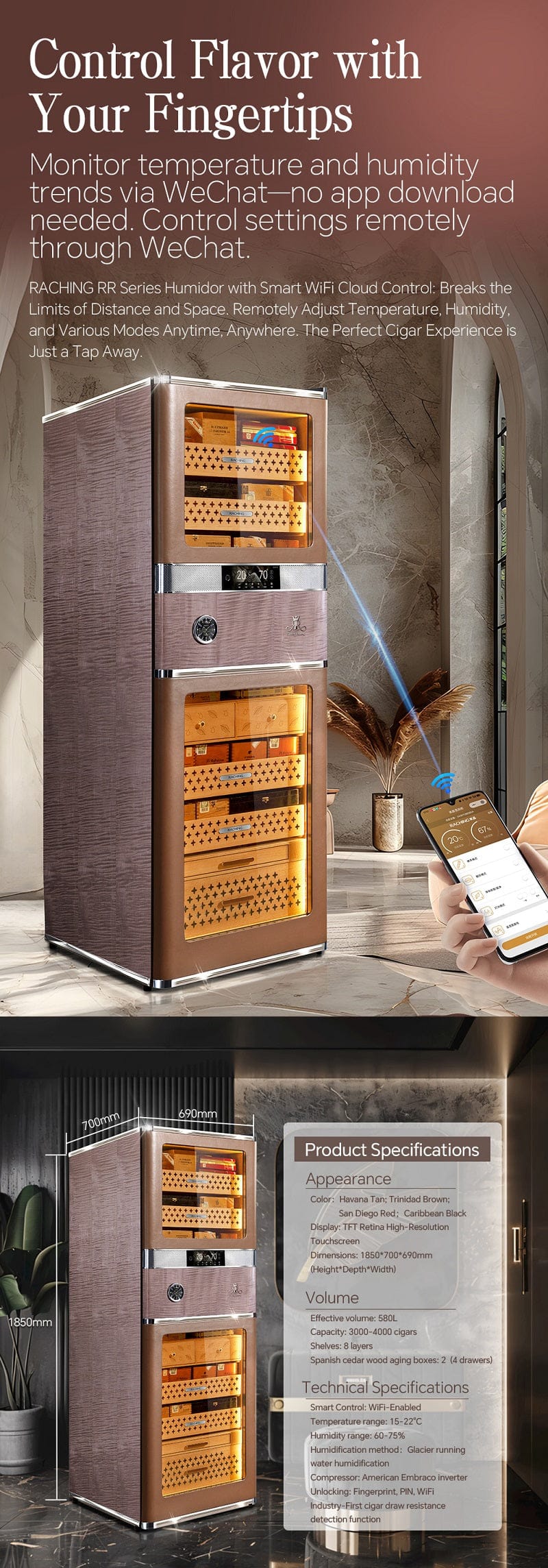 Raching RR980 Series Electric Cigar Humidor Cigar Humidors Wine Coolers Empire