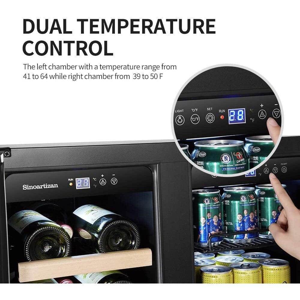 Sinoartizan 24" Dual Zone Stainless Steel Wine and Beverage Coolers ST-36B Wine/Beverage Coolers Combo ST-36B Wine Coolers Empire