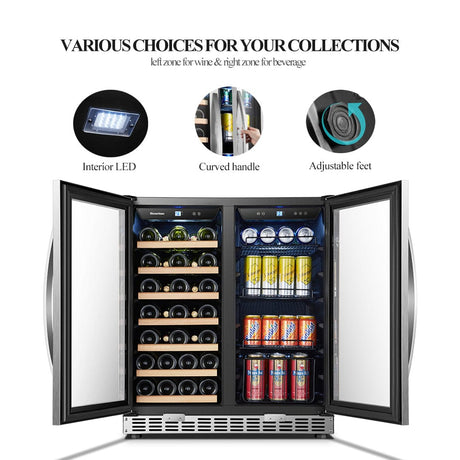 Sinoartizan 30" Dual Zone Stainless Steel Wine and Beverage Coolers ST-66B Wine/Beverage Coolers Combo ST-66B Wine Coolers Empire