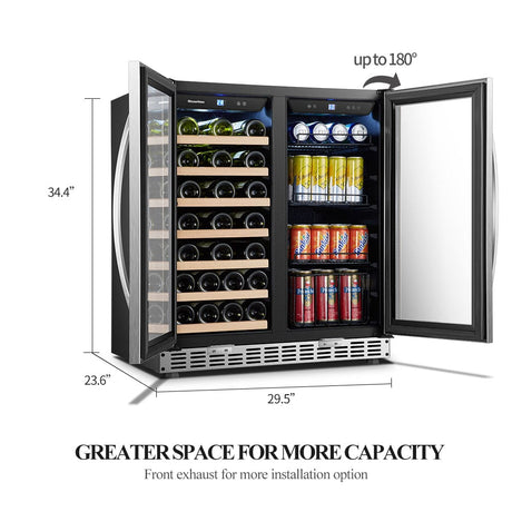 Sinoartizan 30" Dual Zone Stainless Steel Wine and Beverage Coolers ST-66B Wine/Beverage Coolers Combo ST-66B Wine Coolers Empire