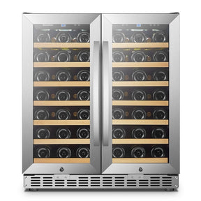 Sinoartizan 62 Bottles Dual Door Stainless Steel Wine Coolers ST-66D Wine Coolers ST-66D Wine Coolers Empire