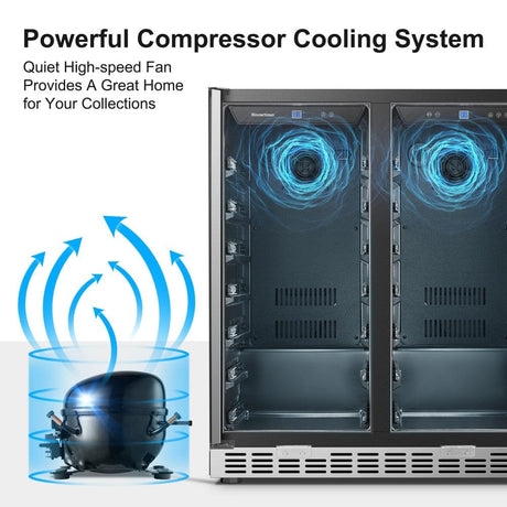 Sinoartizan 62 Bottles Dual Door Stainless Steel Wine Coolers ST-66D Wine Coolers ST-66D Wine Coolers Empire