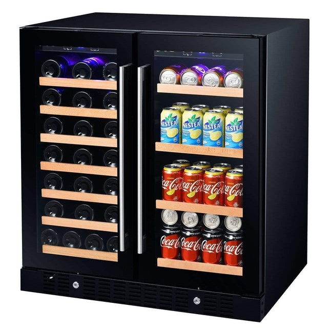 Smith & Hanks Smoked Black Glass Wine and Beverage Fridge BEV176D Wine/Beverage Coolers Combo BEV176D Wine Coolers Empire