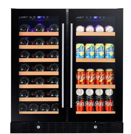 Smith & Hanks Smoked Black Glass Wine and Beverage Fridge BEV176D Wine/Beverage Coolers Combo BEV176D Wine Coolers Empire