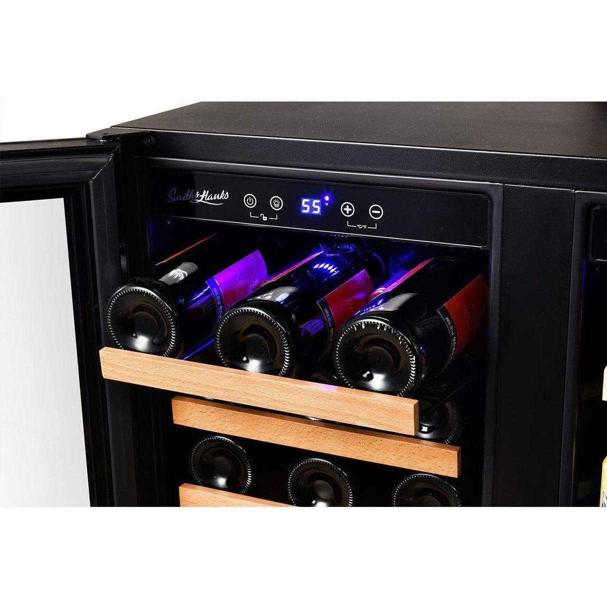 Smith & Hanks Smoked Black Glass Wine and Beverage Fridge BEV176D Wine/Beverage Coolers Combo BEV176D Wine Coolers Empire