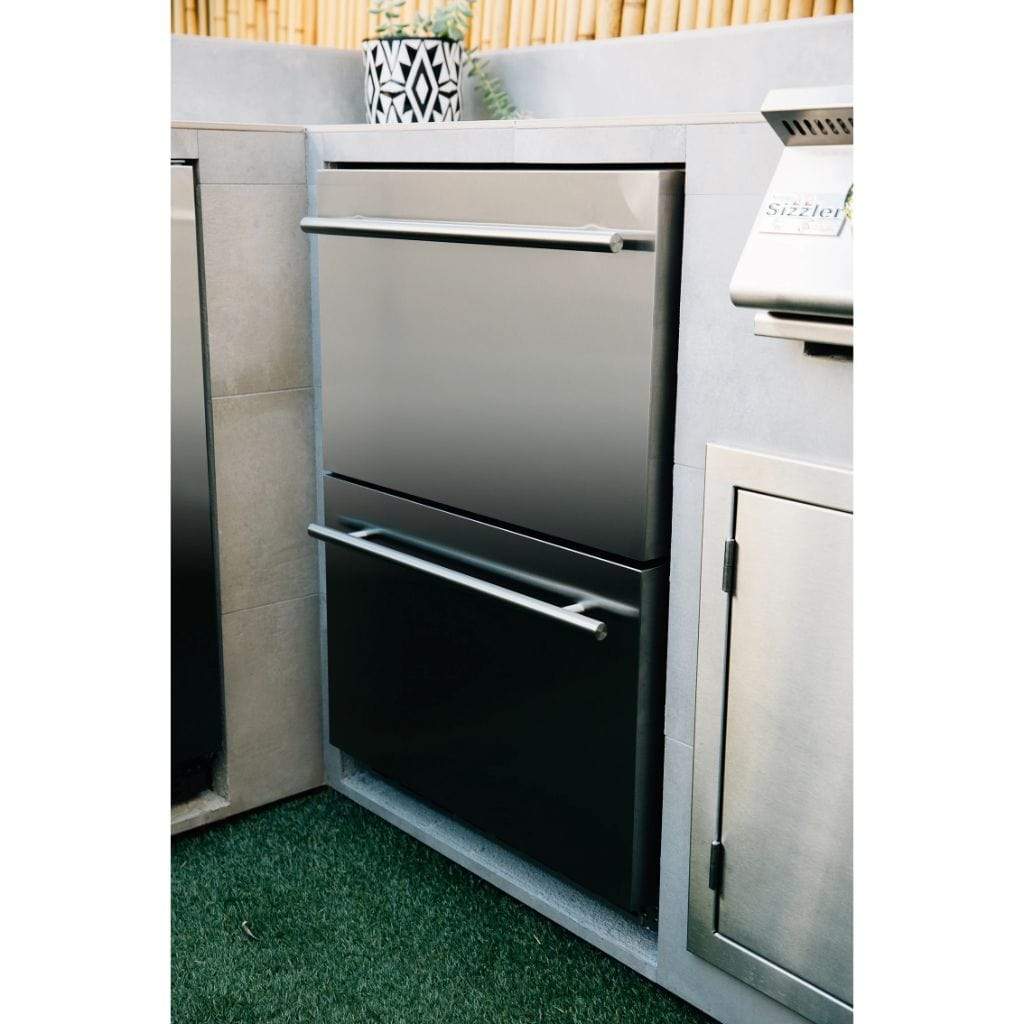 Summerset 24" 5.3 Cu. Ft. Outdoor Rated 2-Drawer Deluxe Refrigerator SSRFR-24DR2 Wine Coolers Empire