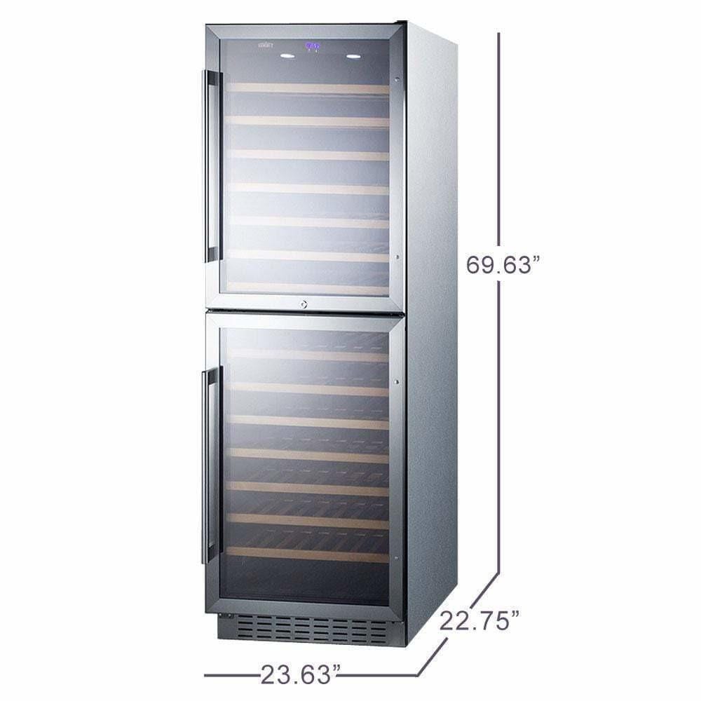 Summit 118 Bottle Dual Zone All Stainless Steel Wine Fridge SWC1875BCSS Wine Coolers SWC1875BCSS Wine Coolers Empire