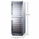 Summit 118 Bottle Dual Zone All Stainless Steel Wine Fridge SWC1875BCSS Wine Coolers SWC1875BCSS Wine Coolers Empire