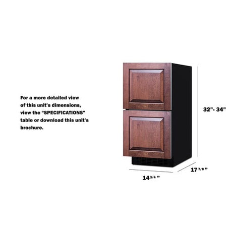 Summit 15" 2-Drawer Panel Ready All-Refrigerator ASDR1524PNR Refrigerators ASDR1524PNR Wine Coolers Empire