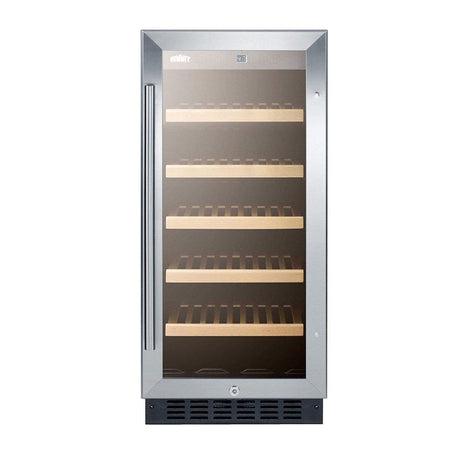 Summit 15" Built-In 23 Bottle Single Zone All Stainless Steel Glass Door ADA Wine Fridge ALWC15CSS Wine Coolers ALWC15CSS Wine Coolers Empire