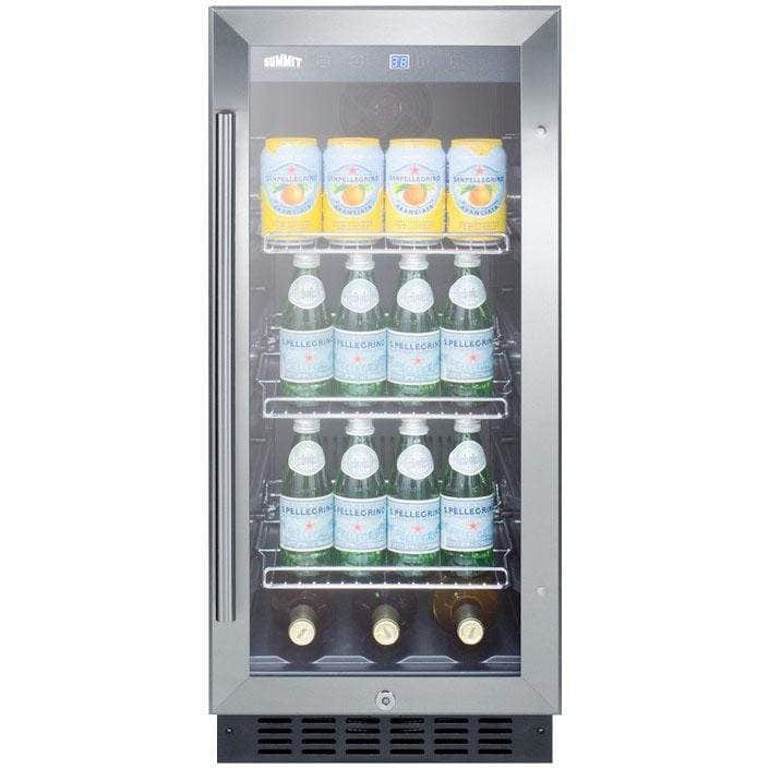 Summit 15" Built-In Under counter with Glass Door Beverage Fridge SCR1536BG Beverage Centers SCR1536BG Wine Coolers Empire