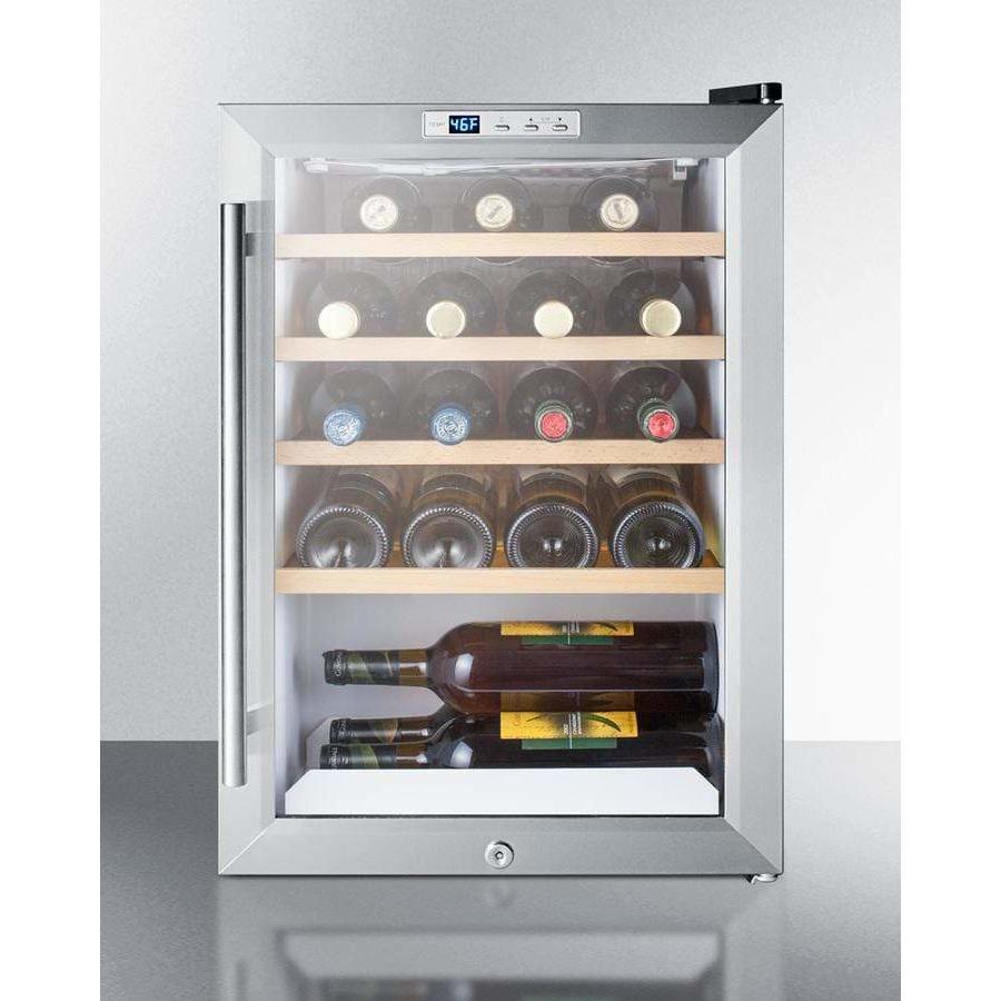 Summit 17" Wide 22 Bottle Single Zone Stainless Steel Wine Fridge SCR312LWC2 Wine Coolers SCR312LWC2 Wine Coolers Empire