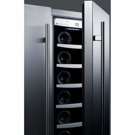 Summit 24" 21-Bottle Stainless Steel Outdoor French Door Dual Zone Compact Wine Fridge CL66FDOS Wine Coolers CL66FDOS Wine Coolers Empire