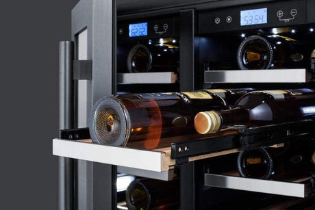 Summit 24" 42 Bottle Dual Zone Black Stainless Steel Built-In Wine Fridge SWC24GKS Wine Coolers SWC24GKS Wine Coolers Empire