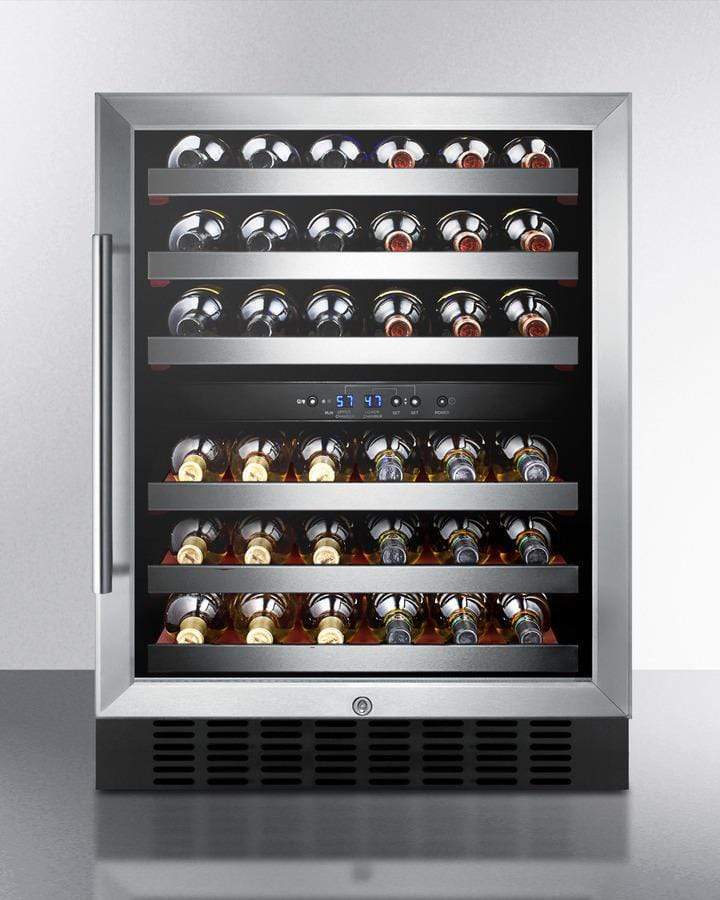 Summit 24" 46 Bottle Dual Zone Stainless Steel Built-In Wine Fridge SWC530BLBIST Wine Coolers SWC530BLBIST Wine Coolers Empire