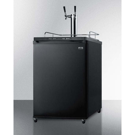 Summit 24" Built In Auto Defrost Dual Tap Black Kegerator SBC635MBITWIN Kegerators SBC635MBITWIN Wine Coolers Empire