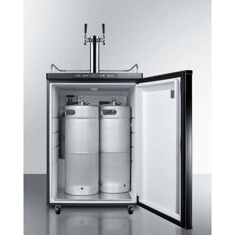 Summit 24" Built In Auto Defrost Dual Tap Black Kegerator SBC635MBITWIN Kegerators SBC635MBITWIN Wine Coolers Empire