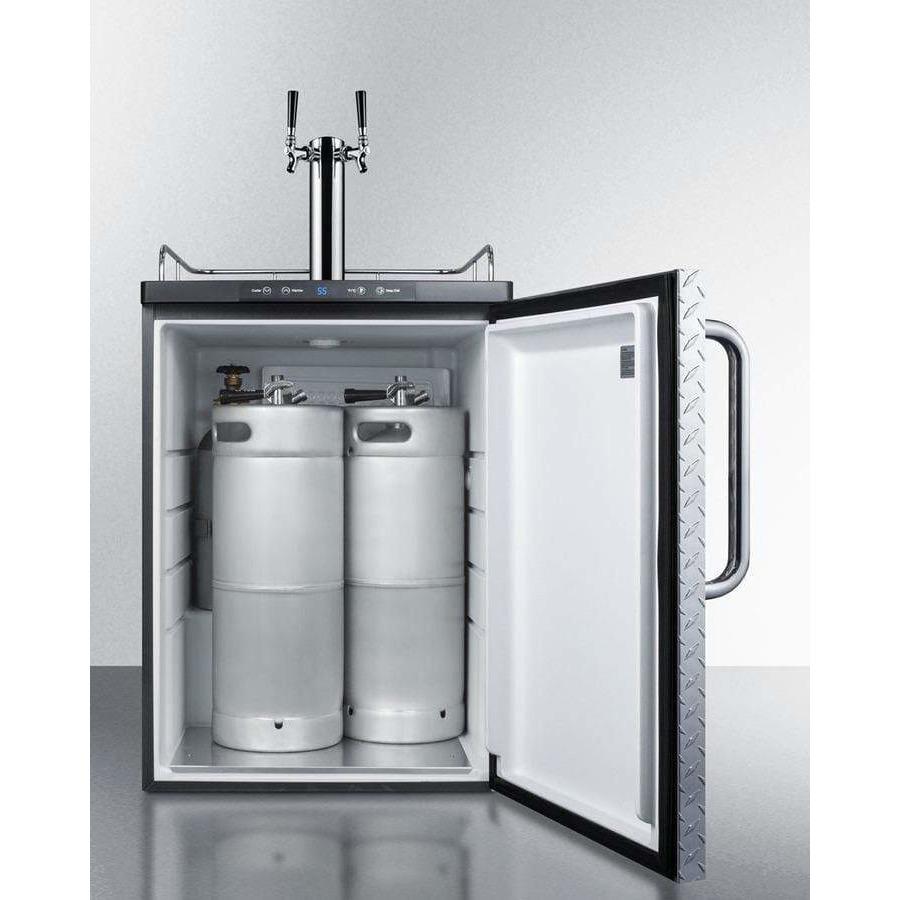 Summit 24" Built-In Dual Tap Diamond Plate Kegerator SBC635MBIDPLTWIN Kegerators SBC635MBIDPLTWIN Wine Coolers Empire