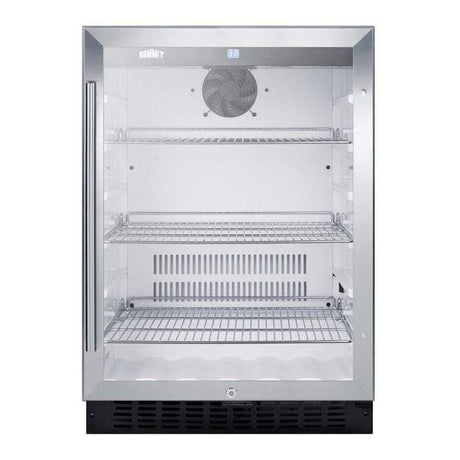 Summit 24" Built-in Glass - Stainless Steel Trim Door Fridge SCR2464 Beverage Centers SCR2464 Wine Coolers Empire