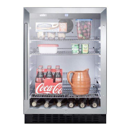 Summit 24" Built-in Glass - Stainless Steel Trim Door Fridge SCR2464 Beverage Centers SCR2464 Wine Coolers Empire